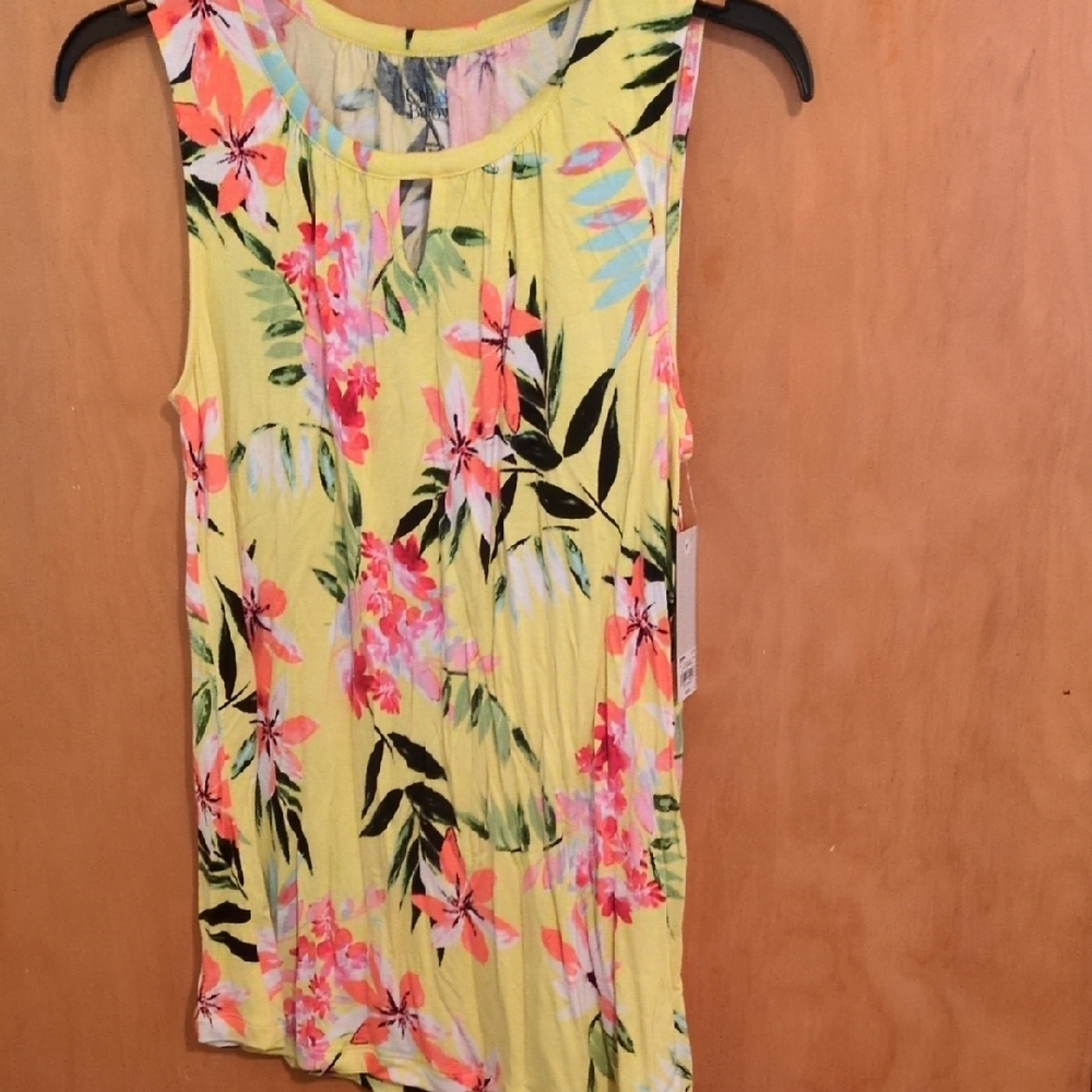 Floral Sleeveless Top - Yellow and Pink